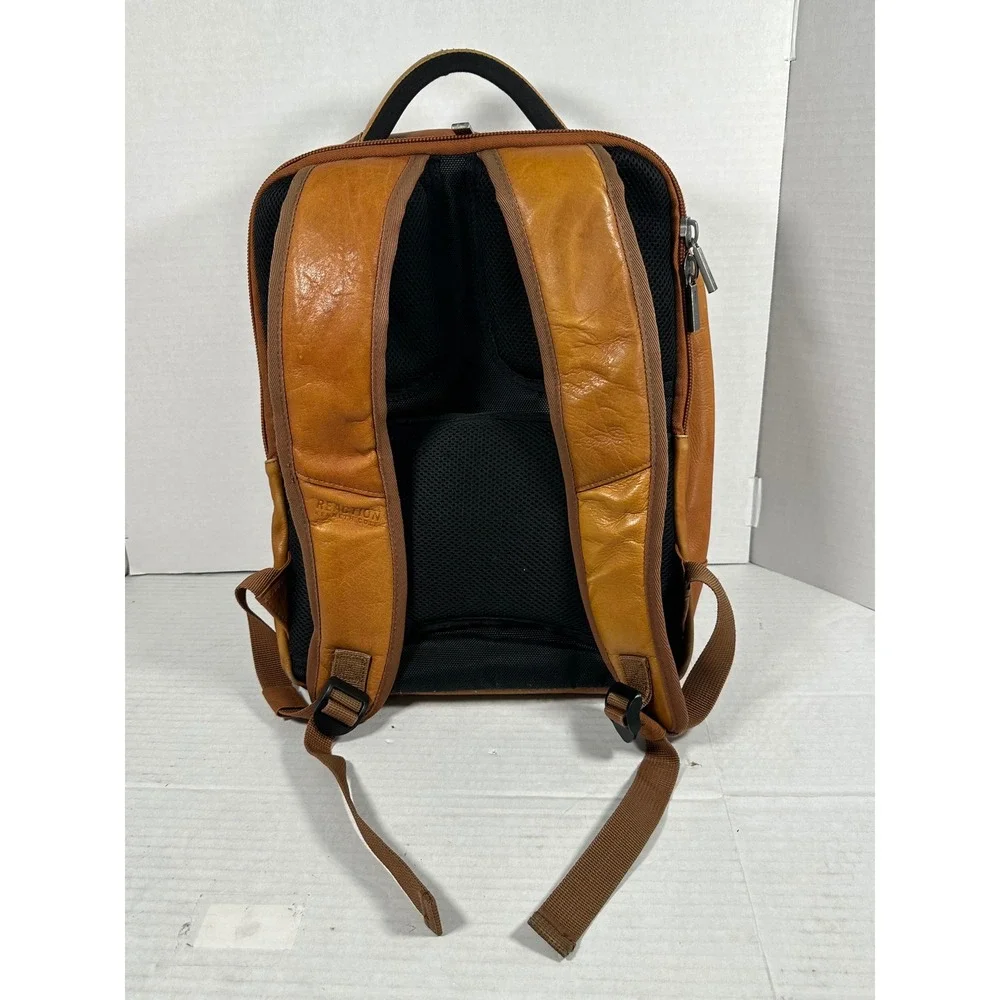 Kenneth Cole Reaction Mens Tan Cognac LeatherLaptop Backpack Business Bag 580674 - Picture 7 of 15